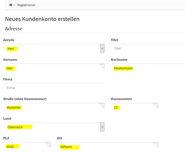 Registrierung