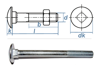 M8 x 30mm Torbandschrauben DIN603 Stahl verzinkt (10 Stk.)