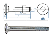 M8 x 50mm Torbandschrauben DIN 603 Stahl verzinkt (10 Stk.)