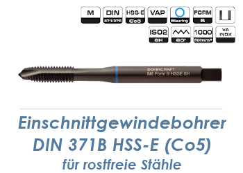 M6 Einschnittgewindebohrer DIN371B HSS-E für Edelstahl (1 Stk.)