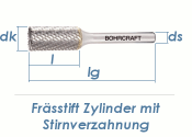 6mm HM-Frässtift Zylinderform mit Stirnverzahnung (1...