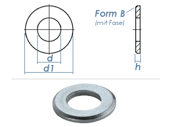 4,3mm Unterlegscheiben DIN125 Form B Stahl verzinkt (100 Stk.)
