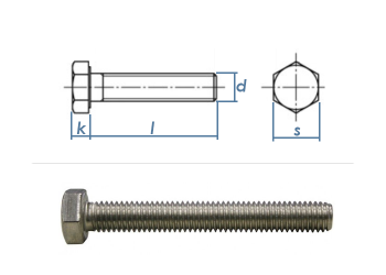 M5 x 10mm Sechskantschrauben DIN933 Vollgewinde Edelstahl A2 (10 Stk.)