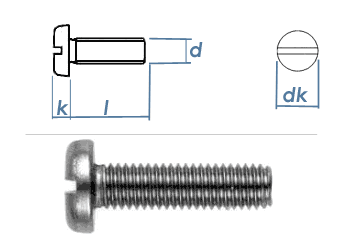 M3 x 20mm Flachkopfschraube DIN85 Edelstahl A2  (100 Stk.)