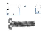 M3 x 12mm Flachkopfschraube DIN85 Edelstahl A2  (100 Stk.)