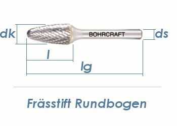 8mm HM-Frässtift Rundbogen (1 Stk.)