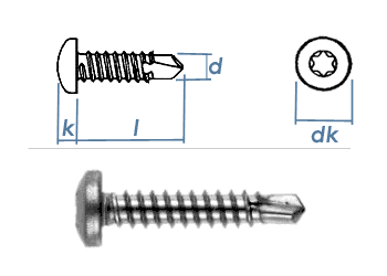 Bohrschrauben Linsenkopf, Bohrschrauben Torx, DIN7504