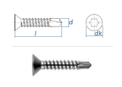 3,9 x 25mm  Bohrschrauben Senkkopf TX DIN7504 Edelstahl...