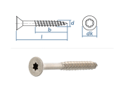 4 x 45mm Spanplattenschrauben Torx Teilgew. Edelstahl A2...