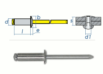 5 x 14mm Blindniete Alu/Stahl DIN7337 (10 Stk.)