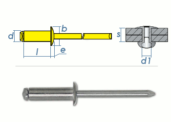 5 x 14mm Blindniete Stahl/Stahl DIN7337 (10 Stk.)