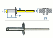 5 x 8mm Blindniete Alu/Stahl m. großem Kopf (10 Stk.)