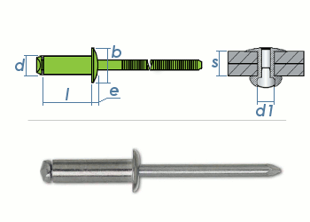 5 x 12mm Blindniete Edelstahl A2 DIN7337 (10 Stk.)