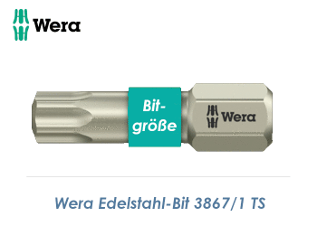 TX15 Edelstahl Bit  Wera 3867/1 TS Torx TX15 (1 Stk.)