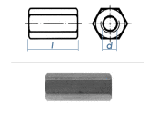 M16 x 50mm Gewindemuffe Sechskant Edelstahl A2 (1 Stk.)