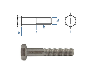 M8 x 90mm Sechskantschrauben DIN931 Teilgewinde Edelstahl A2 (1 Stk.)