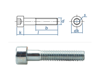 M12 x 60mm Zylinderschrauben DIN912 Stahl verzinkt FKL 8.8  (1 Stk.)