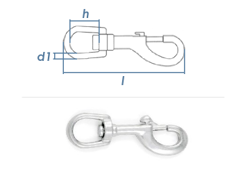 64 x 3mm Wirbelkarabiner Edelstahl A4 (1 Stk.)