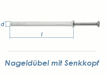 6 x 40mm Nageldübel m. Senkkopf (10 Stk.)