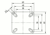 75 x 25mm Lenkrolle Gummi ohne Feststeller mit Anschraubplatte (1 Stk.)