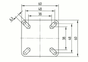 50 x 19mm Lenkrolle Gummi mit Feststeller und Anschraubplatte (1 Stk.)