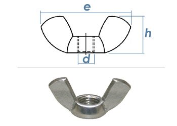 M5 Flügelmutter amerik. Form Edelstahl A2, 1,39 €