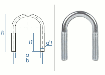 M12 x 61 x 110mm (2") Rundstahlbügel DIN3570 Stahl verzinkt (1 Stk.)