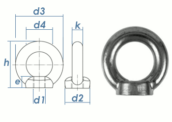 M6 Ringmutter &auml;hnl. DIN 582 Edelstahl A2 - gegossene Form (1 Stk.)