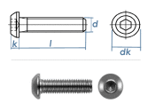 M10 x 16mm Linsenflachkopfschraube ISK ISO7380 Edelstahl...