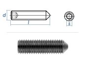 M5 x 30mm Gewindestift Spitze DIN914 45H schwarz (10 Stk.)