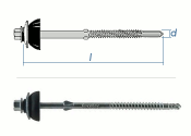 6,3 x 130mm Faserzementschrauben mit Pilzdichtung, Bohrspitze und Räumflügel für Holzunterkonstruktionen  (1 Stk.)