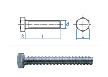 M10 x 80mm Sechskantschrauben DIN933 Vollgewinde Stahl verzinkt FKL8.8 (1 Stk.)