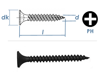 4,2 x 55mm Schnellbauschrauben Doppelganggewinde Stahl phosphatiert (100 Stk.)