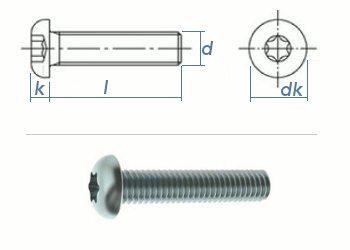 M4 x 16mm Linsenflachkopfschraube TX ISO7380 Edelstahl A2    (10 Stk.)