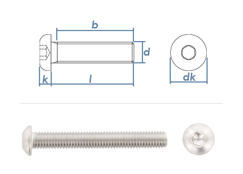 M6 x 10mm Linsenflachkopfschraube ISK ISO7380-1 Edelstahl A2  (10 Stk.)