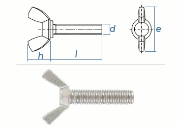 M4 x 20mm Flügelschrauben amerik. Form Edelstahl A2 (1 Stk.)