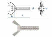 M8 x 40mm Flügelschrauben amerik. Form Edelstahl A2...