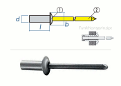 4 x 9,5mm Dicht-Becherblindniete Alu/Stahl DIN15973 (10...