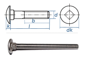 M8 x 16mm Torbandschrauben DIN603 Edelstahl A2 (10 Stk.)