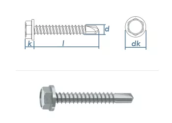 6,3 x 22mm Bohrschrauben Sechskantkopf DIN7504 Stahl verzinkt (10 Stk.)