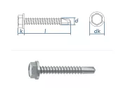 6,3 x 22mm Bohrschrauben Sechskantkopf DIN7504 Stahl...