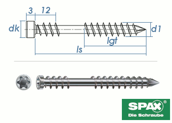 5 x 50mm SPAX Terrassenschrauben Zylinderkopf Edelstahl A2 (10 Stk.)