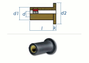 M8 x 15,1mm KB:0,4-4mm EPDM-Blindnietmuttern (1 Stk.)