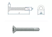 5,5 x 45mm Bohrschrauben Senkkopf TX DIN7504 Stahl...