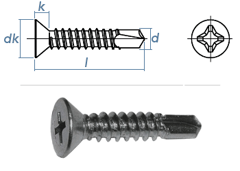 5,5 x 60mm Bohrschrauben Senkkopf PH DIN7504 Stahl verzinkt  (10 Stk.)