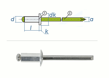 3 x 10mm Blindniete Alu/Edelstahl A2 DIN7337 (10 Stk.)