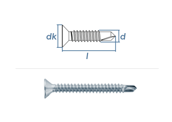 6,3 x 45mm Bohrschrauben Senkkopf TX DIN7504 Stahl verzinkt  (10 Stk.)