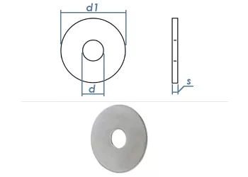 8,4 x 30 x 1,25mm Kotflügelscheiben Stahl verzinkt (10 Stk.)