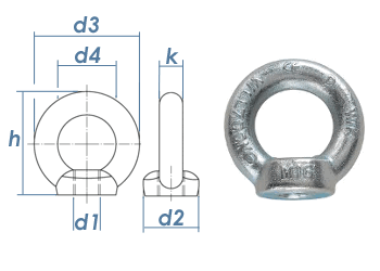 Stk Ringmutter M 8 DIN 582 C 15 E feuerverzinkt 25er PACK 