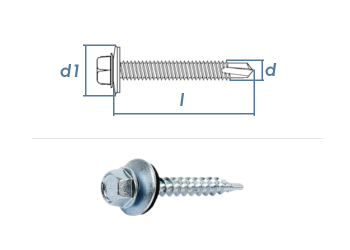 5,5 x 38mm Fassadenschrauben verzinkt mit Bohrspitze u. EPDM Dichtscheibe (10 Stk.)